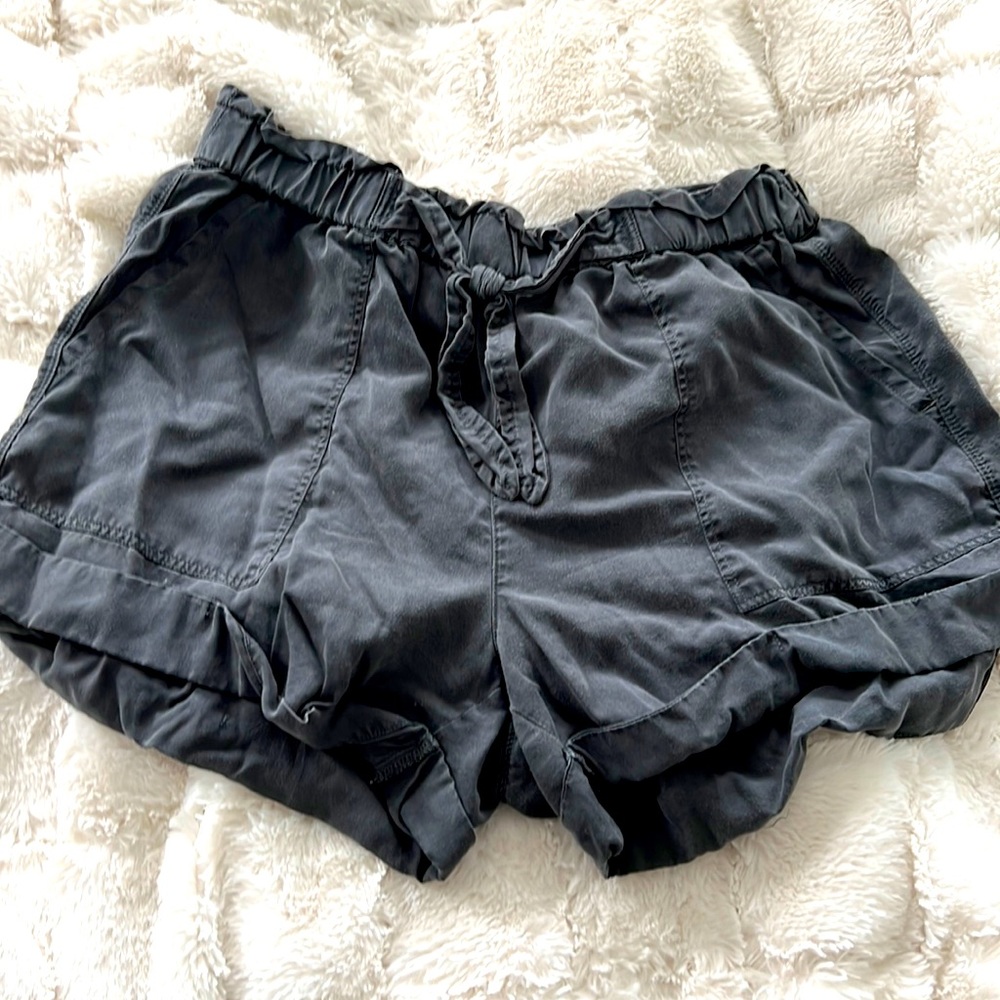 Black linen shorts